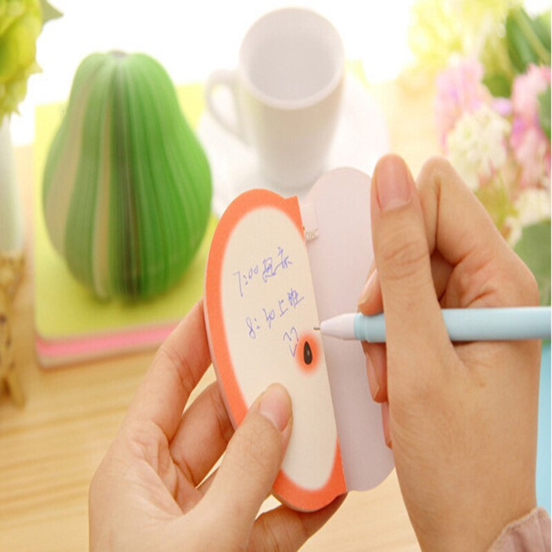 Notas de frutas coloridas, Bloc de notas de dibujos animados bonitos, Bloc de notas de Apple, oficina, escuela, hogar, Mensaje de papelería, escritura DIY, papel adhesivo MSG