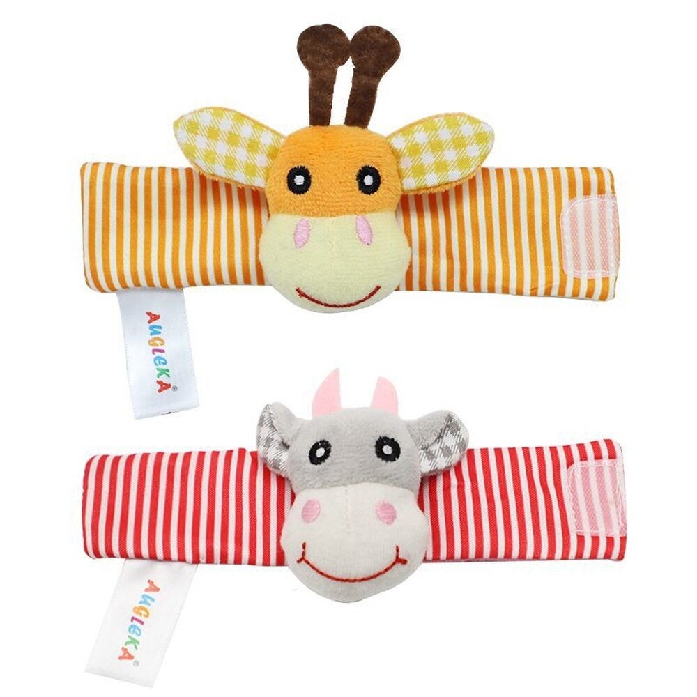 2pcs Infant Baby Kids Socks Rattle Toys Wrist Rattle and Foot Socks 0~24 Months