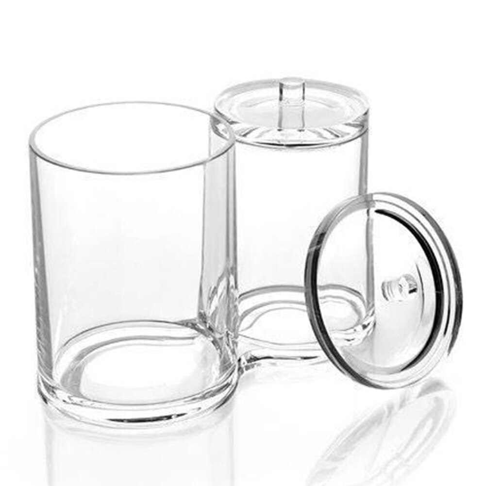 Storage Cotton Pads Holder Jar Swab Box Cosmetic Round Double Containers Makeup Organizer Clear Acrylic Portable Home Hotel
