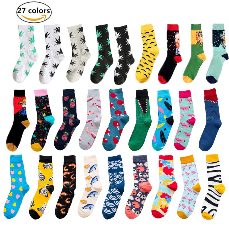 Gumprun harajuku happy socks heren grappige gekamde katoenen jurk casual crew bruiloft sokken kleurrijke nieuwigheid skateboard sokken