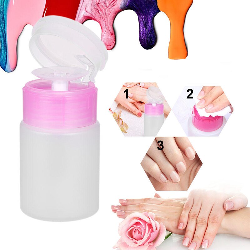 60 Ml Pomp Dispenser Nail Art Polish Wassen Remover Alcohol Liquid Cleaner Lege Plastic Fles Druk Pomp Nail Diy Manicure gereedschap