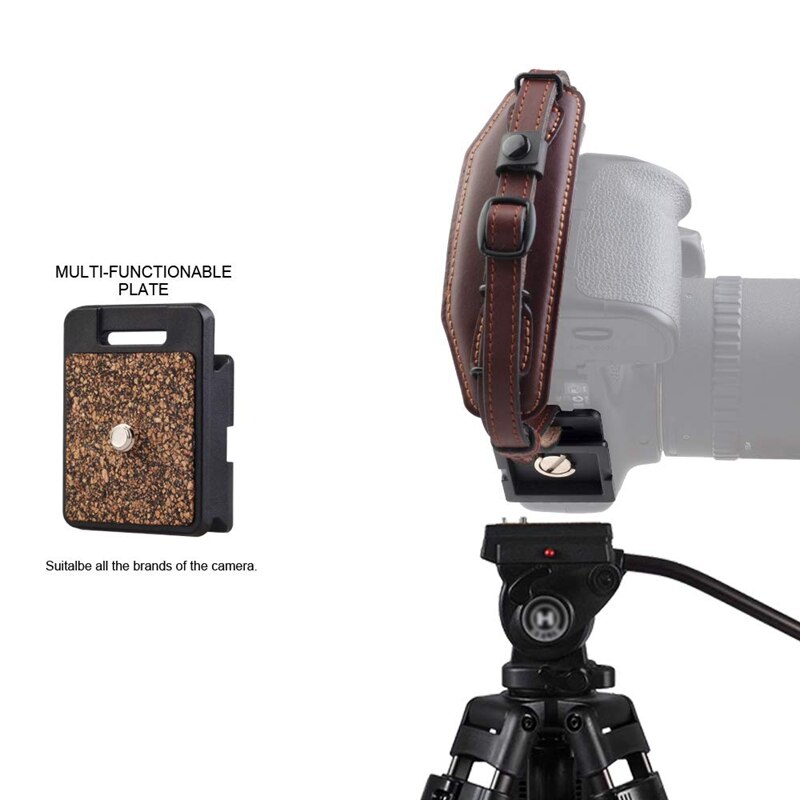 Kamera læder håndledsrem med quick release plade, komfort polstring stabilitet og sikkerhed til alle dslr slr og digitalkameraer