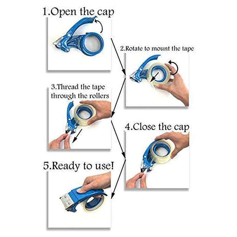 Packing Tape Dispenser (1 Pack) 2 Inches Lightweight Industrial Side Loading Tape Dispenser ( Blue)