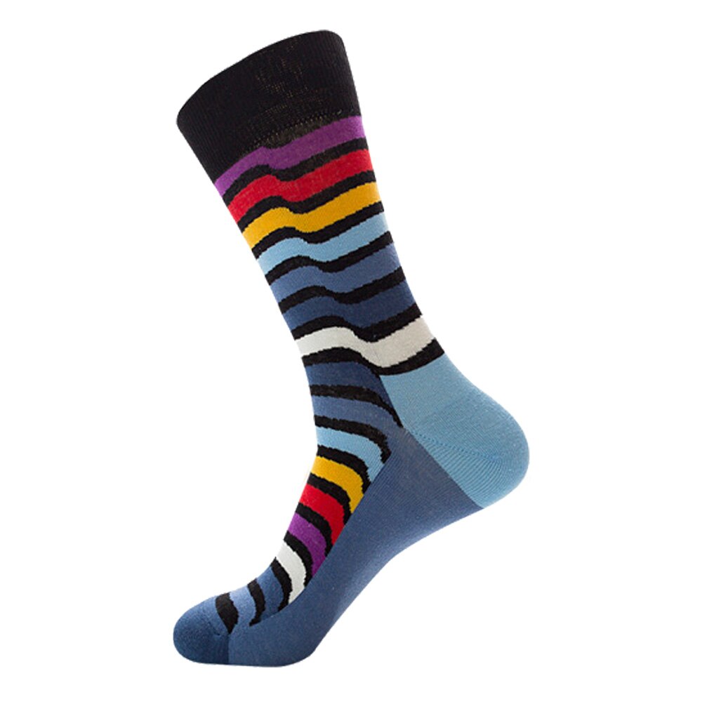 Chaussettes rayées pour hommes, à carreaux, à diamants de , en coton peigné, chaussettes: 9
