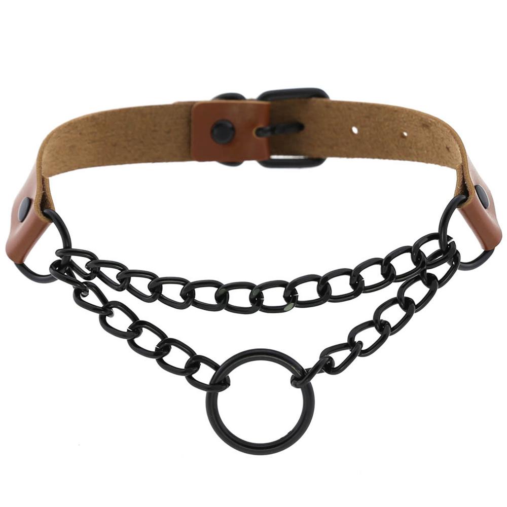 Schwarz Gothic O Kette choker kragen harajuku Punk Choker frauen mädchen schwarz leder chocker emo Kawaii hexe schmuck: brown