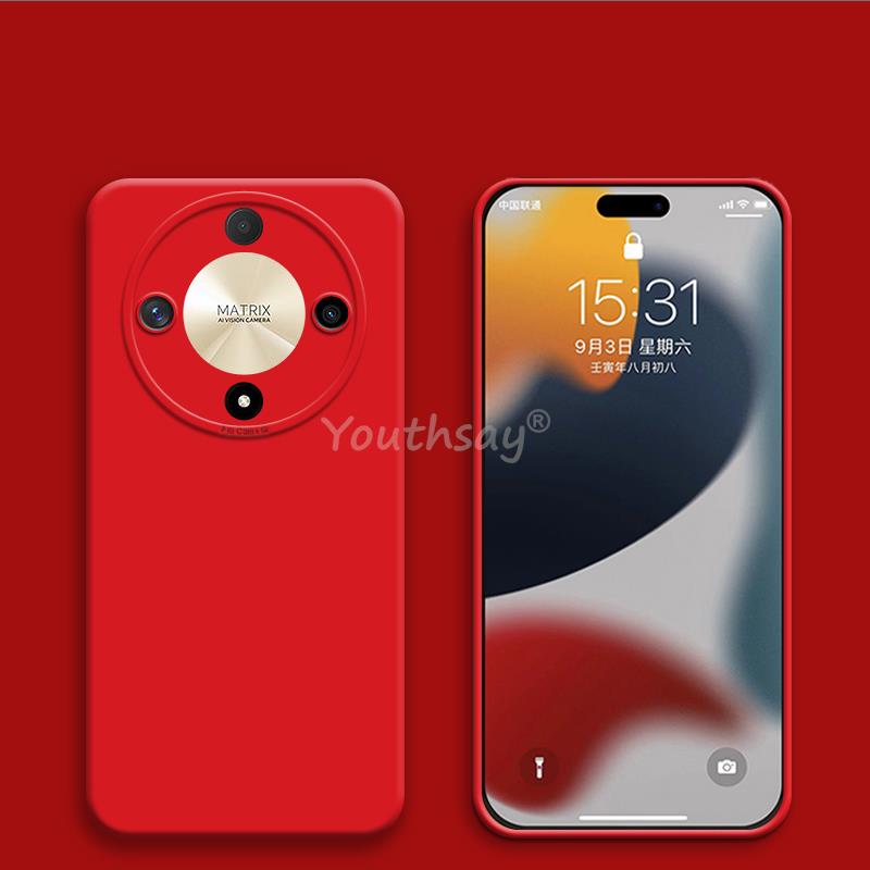 Hoesje voor honor  x9b met camerabescherming, vloeibare siliconen hoes, anti-telefoonhoesje voor honor  x9b  x9b: Rood