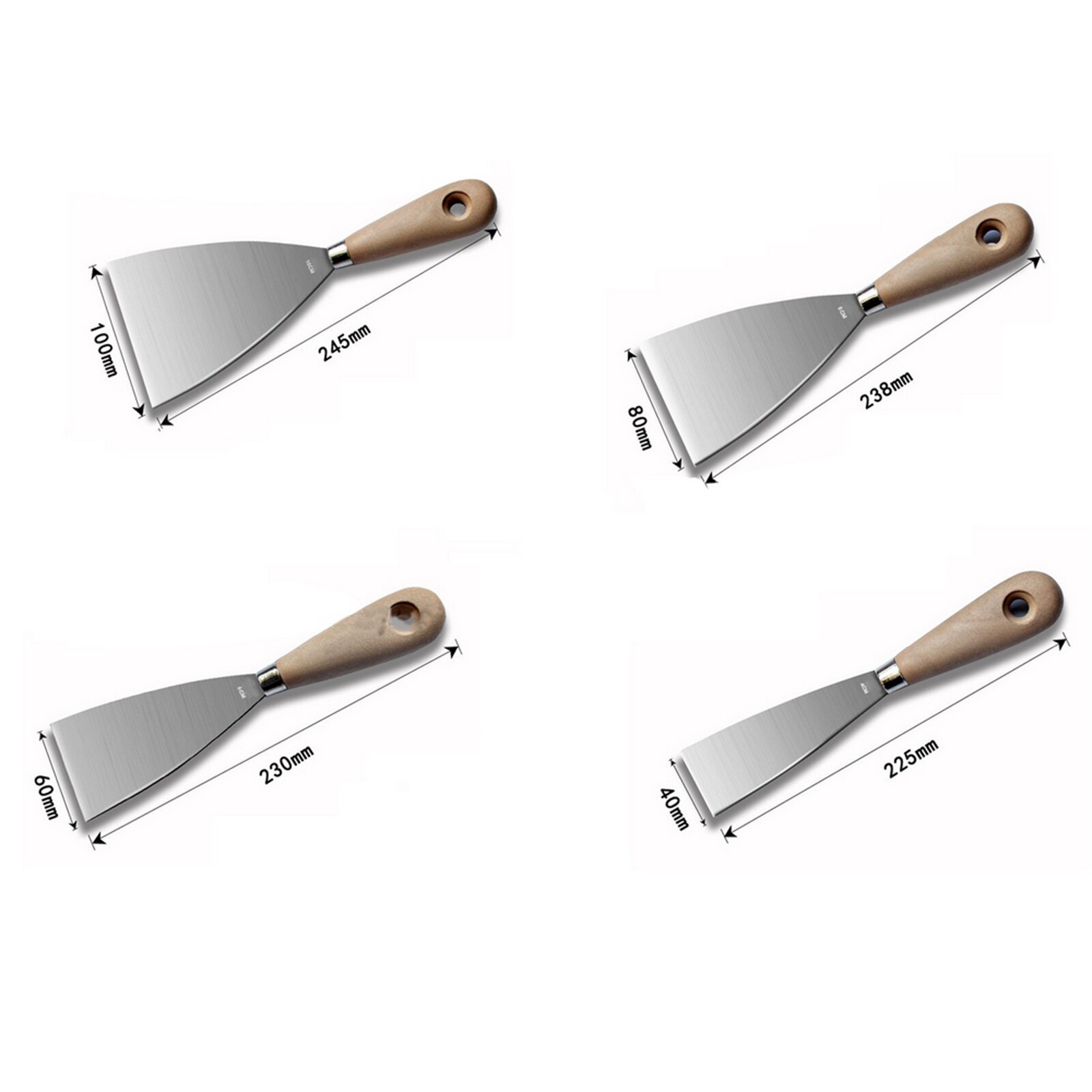 4PCS Putty Knife Construction Tools Stainless Steel 4/6/8/10 Inch Putty Knives Plaster Trowel Spatula for Stretch Hand Tool Sets