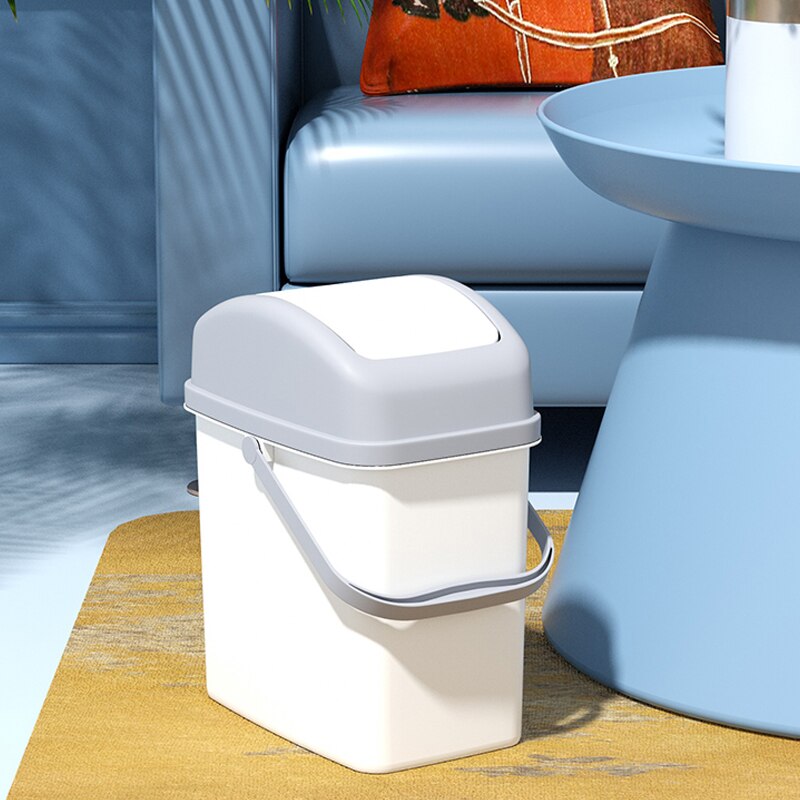 Konco Trash Can with Lid,Waste Bin with Swing-top Lid,Plastic Swing Lid Trash Bin for Bathroom Kitchen and Office
