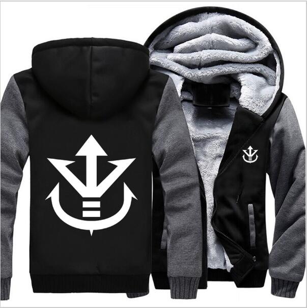 Prijs Anime Dragon Ball Z Vegeta Saiyan Royal Crest Winter Vrouwen Mannen Hoodie Rits Jas Casual Sweatshirts Sportwear: grey / M