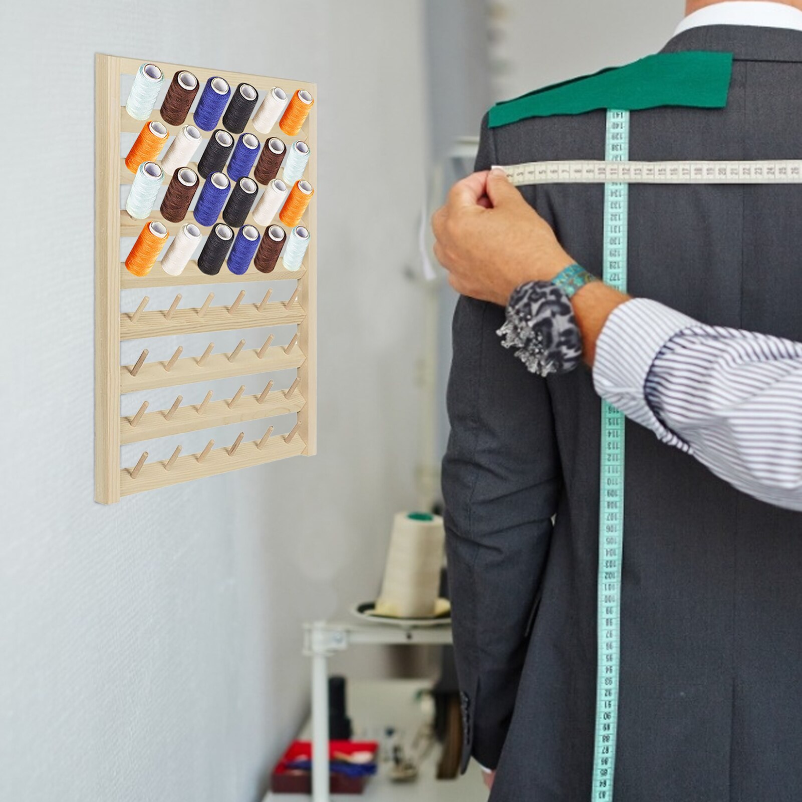 48/54 Spool Sewing Thread Holder Rack Wood Sewing Thread Stand Organizer Embroidery Storage Rack Holder Bracket Friendly