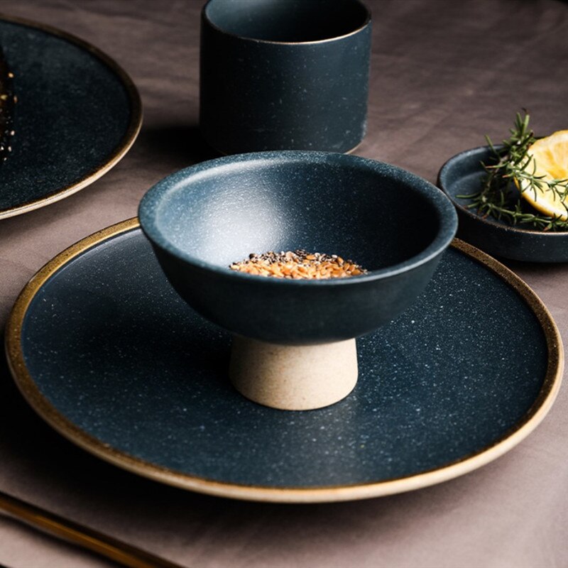 Porcelænstallerkener til hjemmets service suppefade keramisk skål solidt køkkenredskabssæt