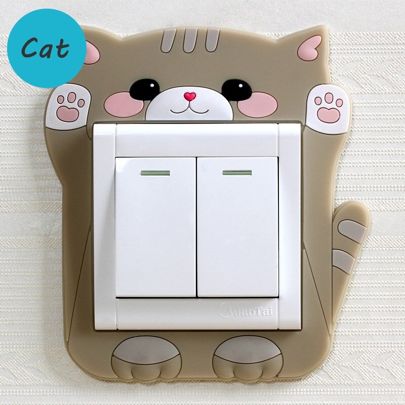 3D Silicone On-off Switch Sticker Luminous Switch Wall Stickers Cute Cartoon Children Bedroom Fluorescent Switch Home Decoration: Cat