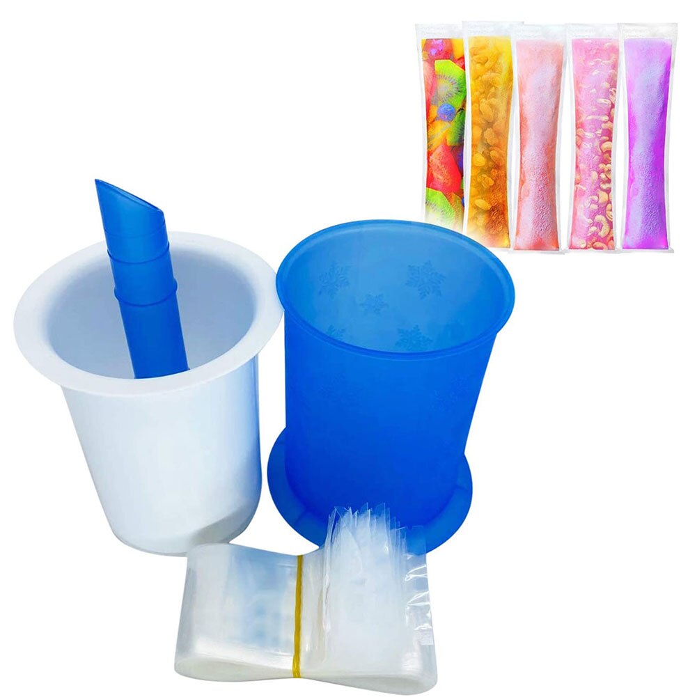 Ice Pop Mold Freeze Pops Maker Ice Lolly Yogurt Ice Cream DIY Mold With Ice Pop Pouches For Yogurt Sticks Juice Fruit Home Use