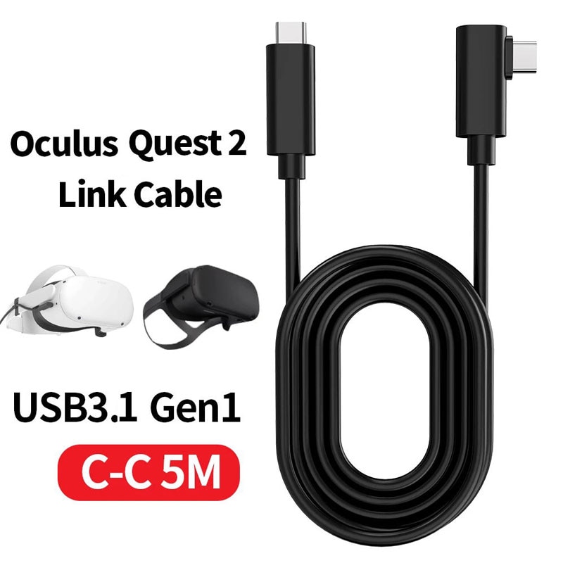 VR Cable PC VR para Quest 2 16FT 5M Oculus Headset y Quest Link Realidad Virtual tipo-c USB3.2 Gen1 transferencia de datos carga rápida