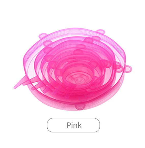 6 tapas elásticas de silicona de grado alimenticio, cubiertas universales para mantener la frescura, accesorios de cocina: 2