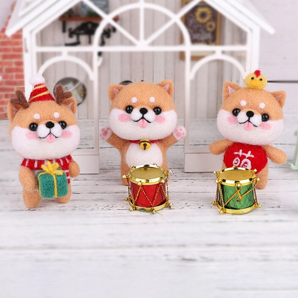 Non Finished Lovely Dog Doll Wool Felt Craft DIY Poked Set Handcraft Kit for Needle Material Bag Handmade Toys