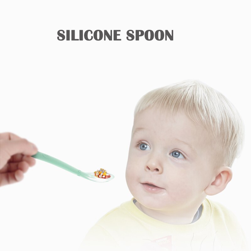 Baby silikone klemme fodring ske 2 stk sikker madtilskud føder ske med sag 899