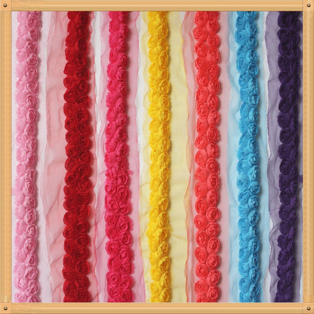 15/40y 3Cm Chiffon Doek Rozet Bloem Kant Trim Voor Baby Meisjes Rompertjes Jumpsuit Jurk Kleding Naaien Trim home Decor Levert: 15y