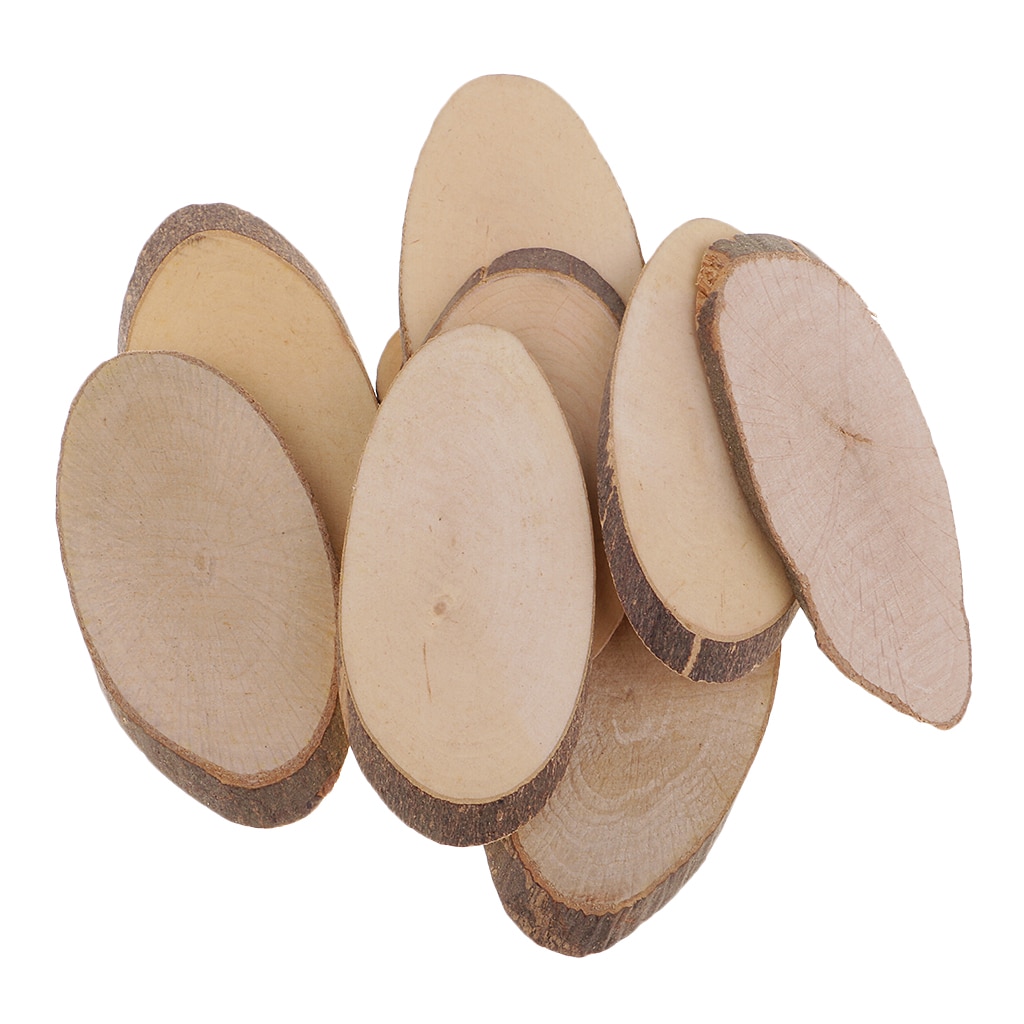 10 stk 85-90mm træstokke skiver oval bryllup pyrografi rustik gør-det-selv indretning