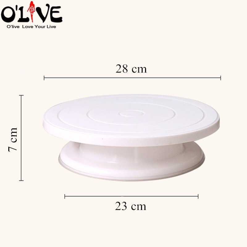 28 cm plast kage dekorationsbord anti-skrid kage drejeskive roterende kage stand dekoration drejeligt bord bageværktøj