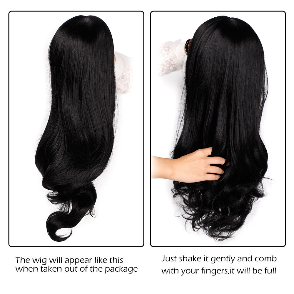 Stamped Glorious-peluca larga de 24 pulgadas para mujeres negras, pelo de fibra resistente al calor, con ondas al agua y parte media