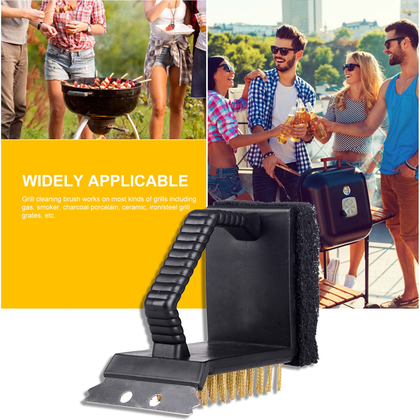 Brosse de nettoyage pour Barbecue, grattoir, éponge, multifonction, pour charbon de bois, gaz, porcelaine