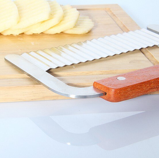 1PC Potato French Fry Cutter Stainless Steel Kitchen Serrated Blade Easy Slicing Banana Fruits Potato Wave Knife Chopper KX 157