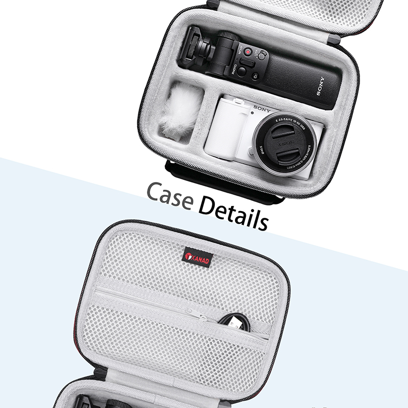 XANAD EVA Hard Case do aparatu Sony Alpha ZV E10 Pasuje do zestawu akcesoriów Vlogger Statyw i mikrofon Torba do przechowywania (tylko torba)