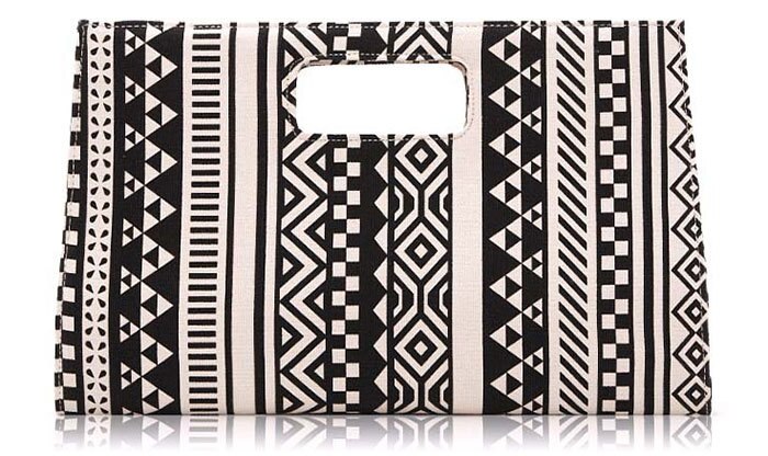 Women Classic Black And White Geometric Patterns Handbags Print Canvas Small Canvas Day Clutches Evening Bags: Default Title