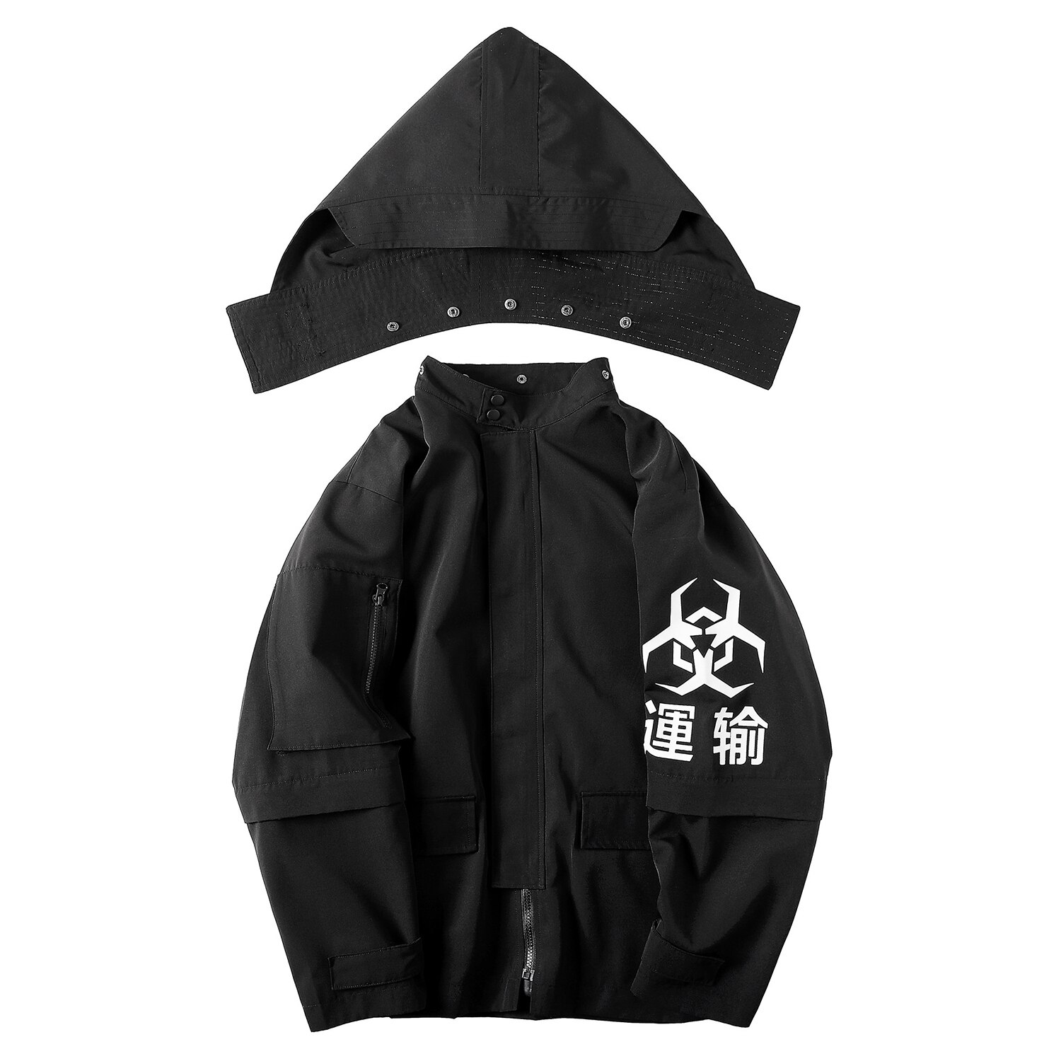 Techwear – veste Kanji à capuche pour homme, Streetwear japonais, coupe-vent, à la