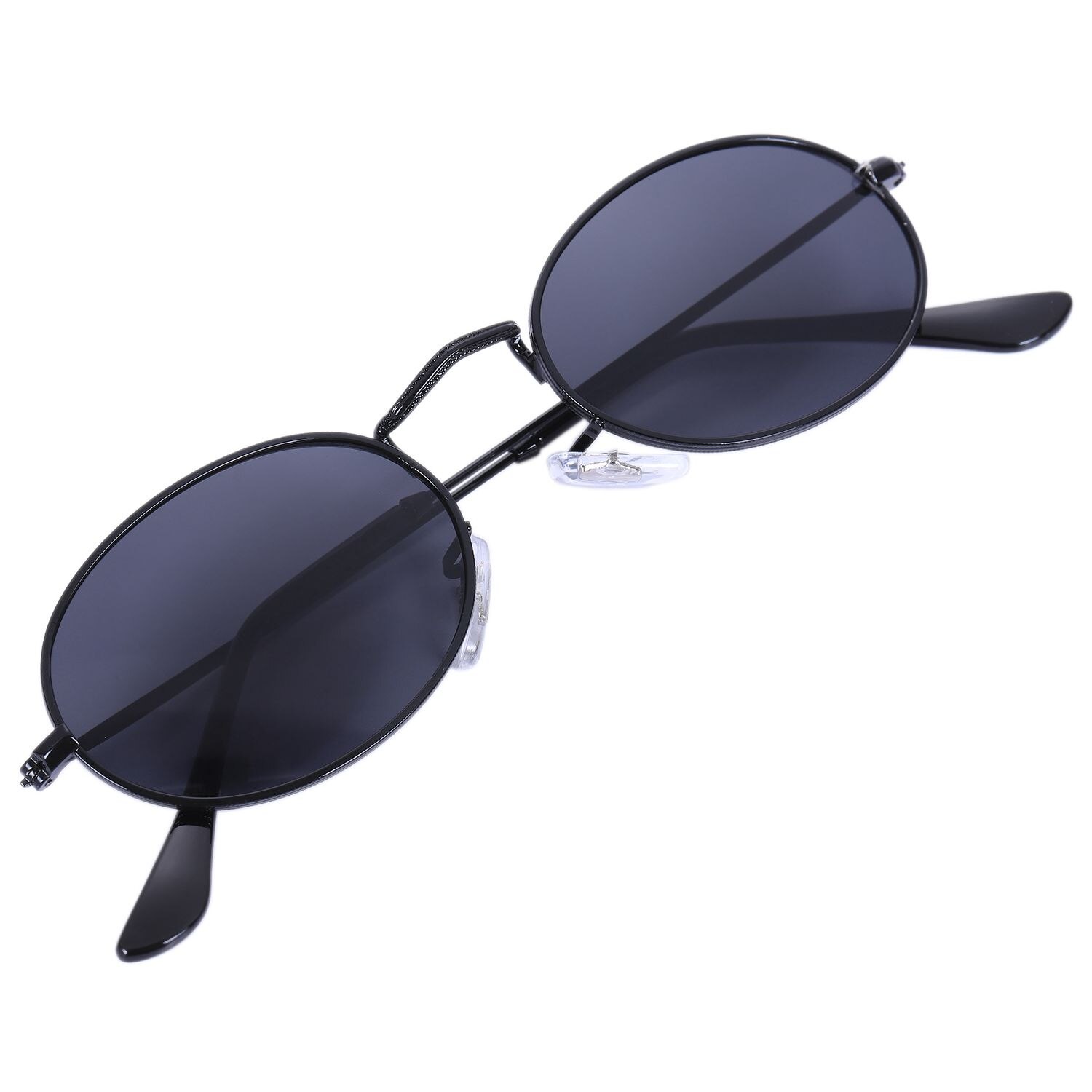 Ovale solbriller mænd kvinder vintage mandlige kvindelige retro solbriller runde briller  s8006: Sort
