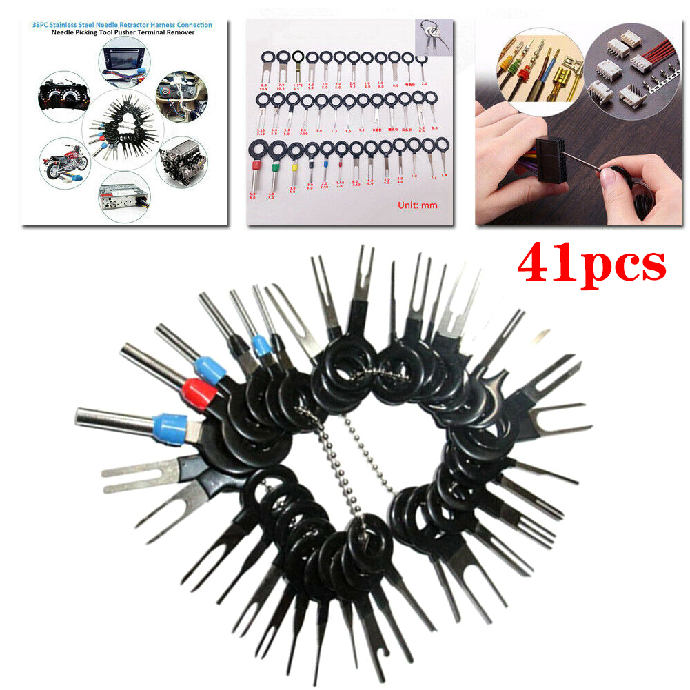 41pcs Car Terminal Removal Kit Wiring Crimp Connector Pin Extractor Puller Terminal Repair Tools