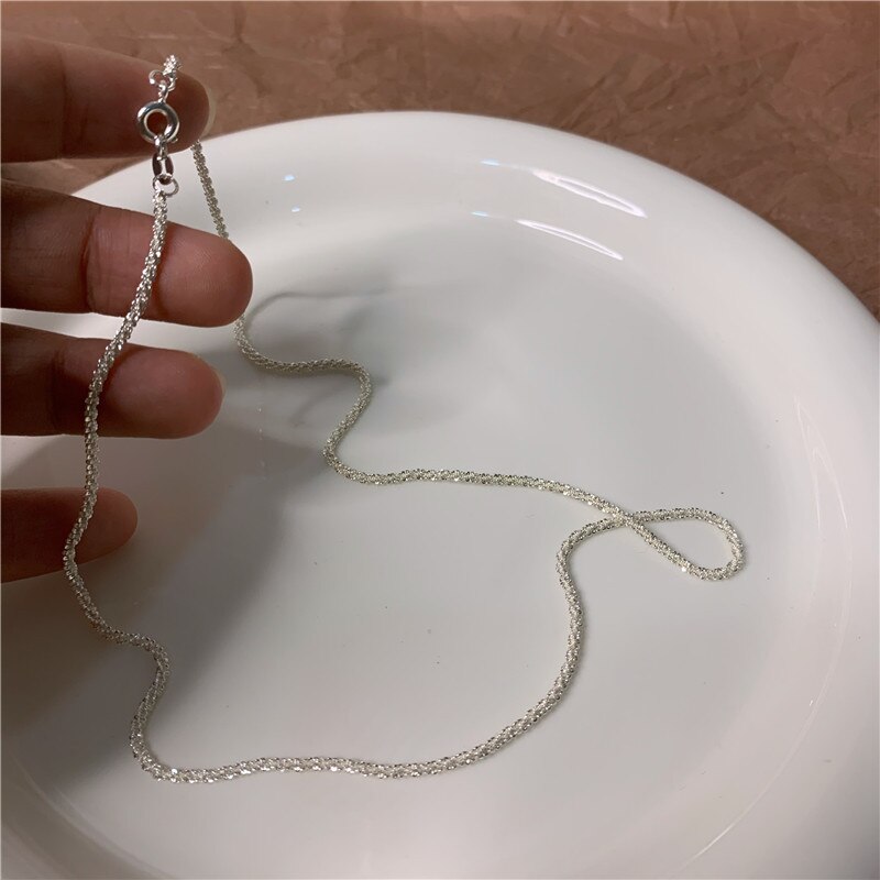 2021 popolare colore argento scintillante clavicola catena girocollo collana collare per le donne gioielleria raffinata regalo di compleanno festa di nozze