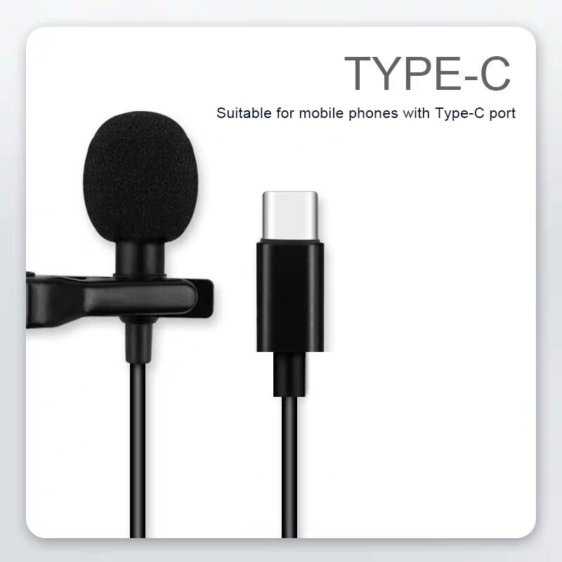 Mini Microphone For IOS Android Phone Omnidirectional lavalier microphone recording K song interview recording portable micropho: type-C