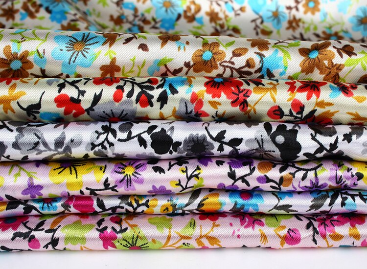 Tissu satiné 100% Polyester à imprimé floral, doux et brillant, pour doublure de robe et de chemise à la