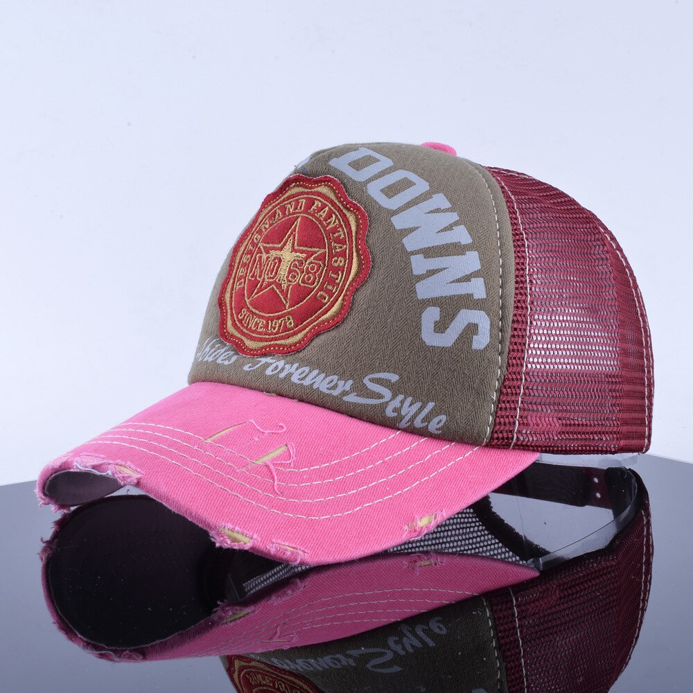 Trucker Hat Foreign Trade Men and Women Lettered Baseball Cap Summer Truck Driver Cap Mesh Cap Couple Wind Drying Curved Brim: Crimson