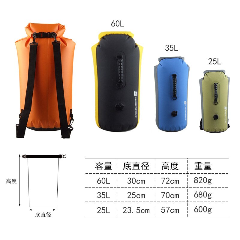 60L Grote Professionele Zwemmen Waterdichte Rugzak Rafting Opslag Dry Bag Met Verstelbare Riem Haak Drifting Duiken Dry Bag