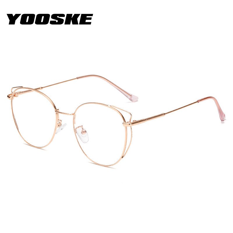 Gafas YOOSKE Anti Blue Light Cat Eyes monturas ópticas redondas de Metal gafas para mujeres y hombres
