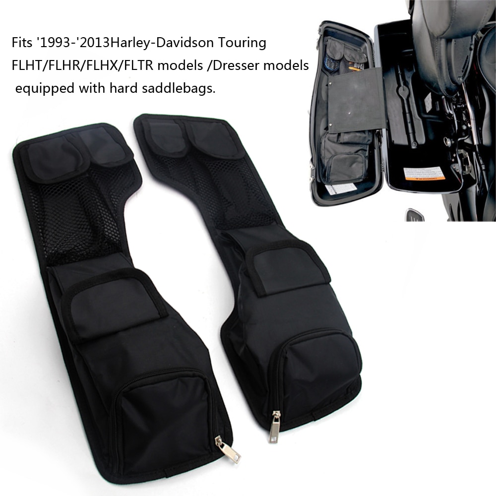 Motorcycle Black Nylon + Plastic Saddlemen Hard Saddlebags Lid Organizer Tool Bags Kit for Harley Touring 1996