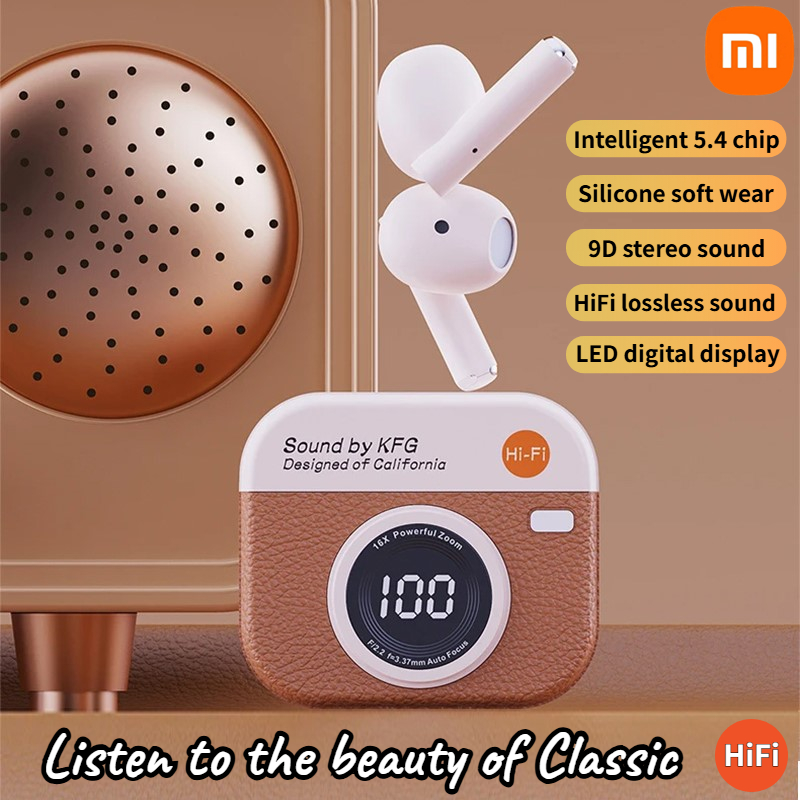 Xiaomi TWS Drahtlose Kopfhörer Bluetooth 5.4 Klassischer Stil HiFi-Stereo-Ohrhörer LED-Anzeige-Kopfhörer für Männer Frauen 2025,