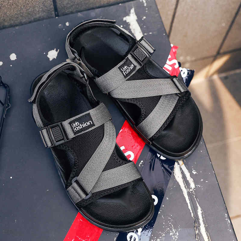 Leider show heren sandalen zomer merk schoenen strand heren sandalen heren casual schoenen outdoor waterdichte sandalen: Grijze sandalen 3085 / 10.5