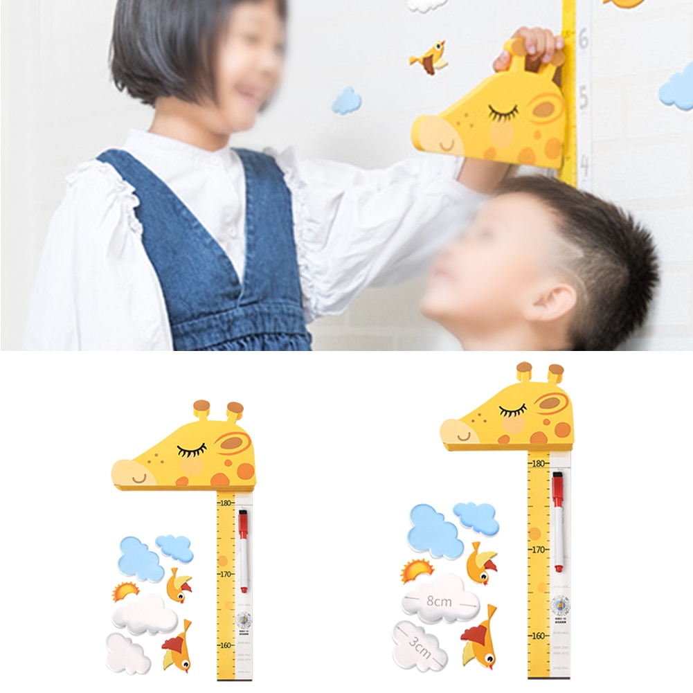 Wall Sticker Universal Space Saving Measurement Cute Baby Children Giraffe Head Decorative Height Ruler Practical 3D Movable