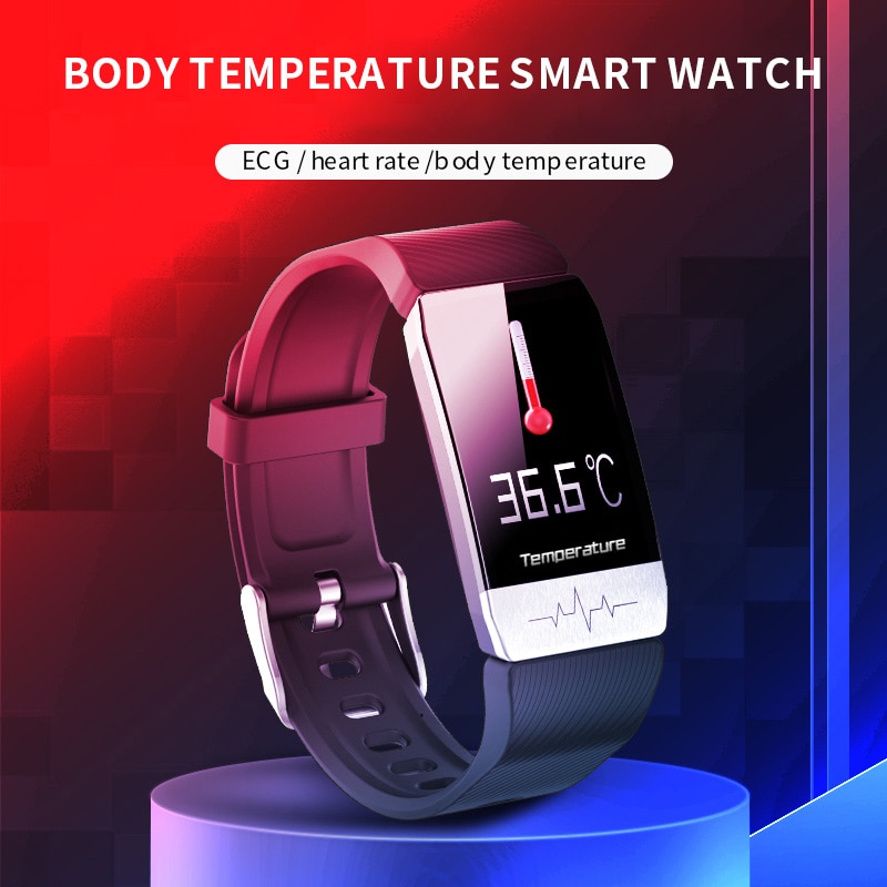 ] T1 Body Temperature Measure Smart Wristband Immunity ECG Monitor Smartwatch with IP67 Waterproof Heart Rate Monitoring
