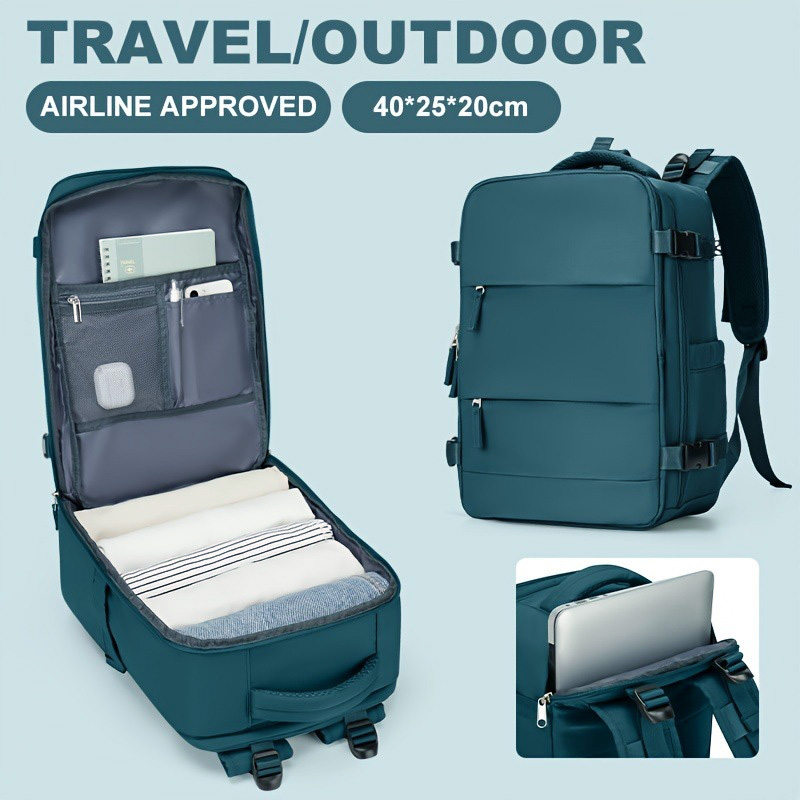 Women's and men's travel backpacks, carry on backpacks, 15.6-inch laptop backpacks, flight approved 40x25x20, personal belonging: Silver