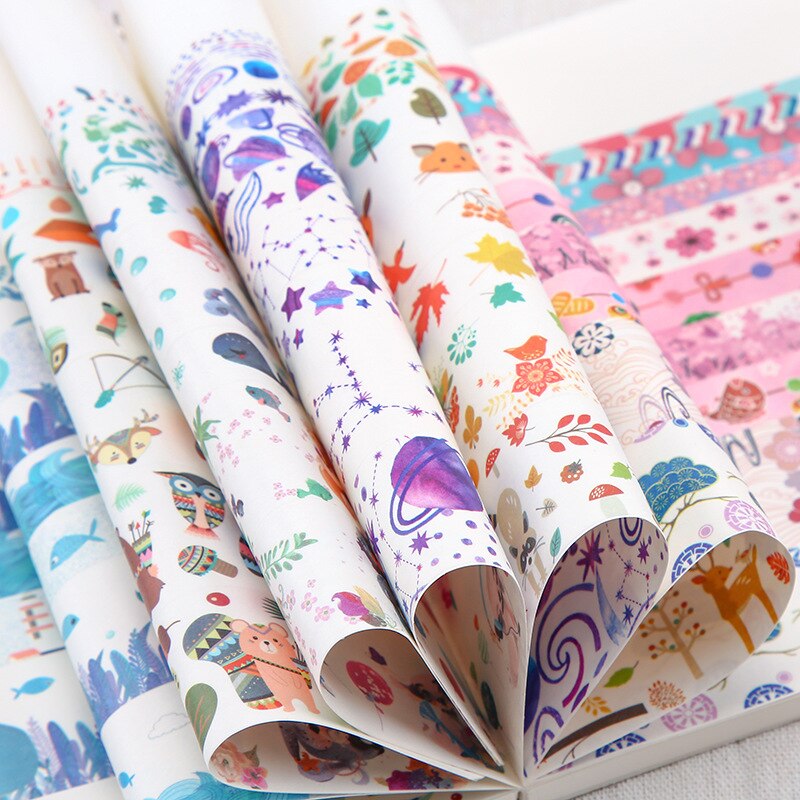 8 st djur ritpapper washi tejp set söt valp val sjöjungfru sakura färg självhäftande maskeringstejp klistermärken album dagbok  f314