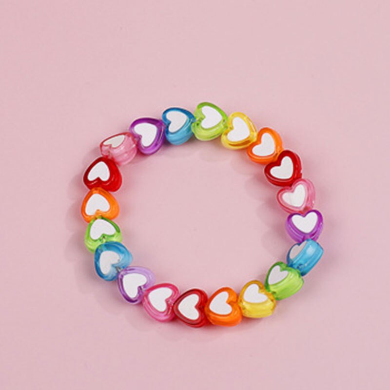 Makersland Cute Heart Star Beads Bracelet Kids Charms Beads Children Princess Hand Bracelet Jewelry: DKBB0022