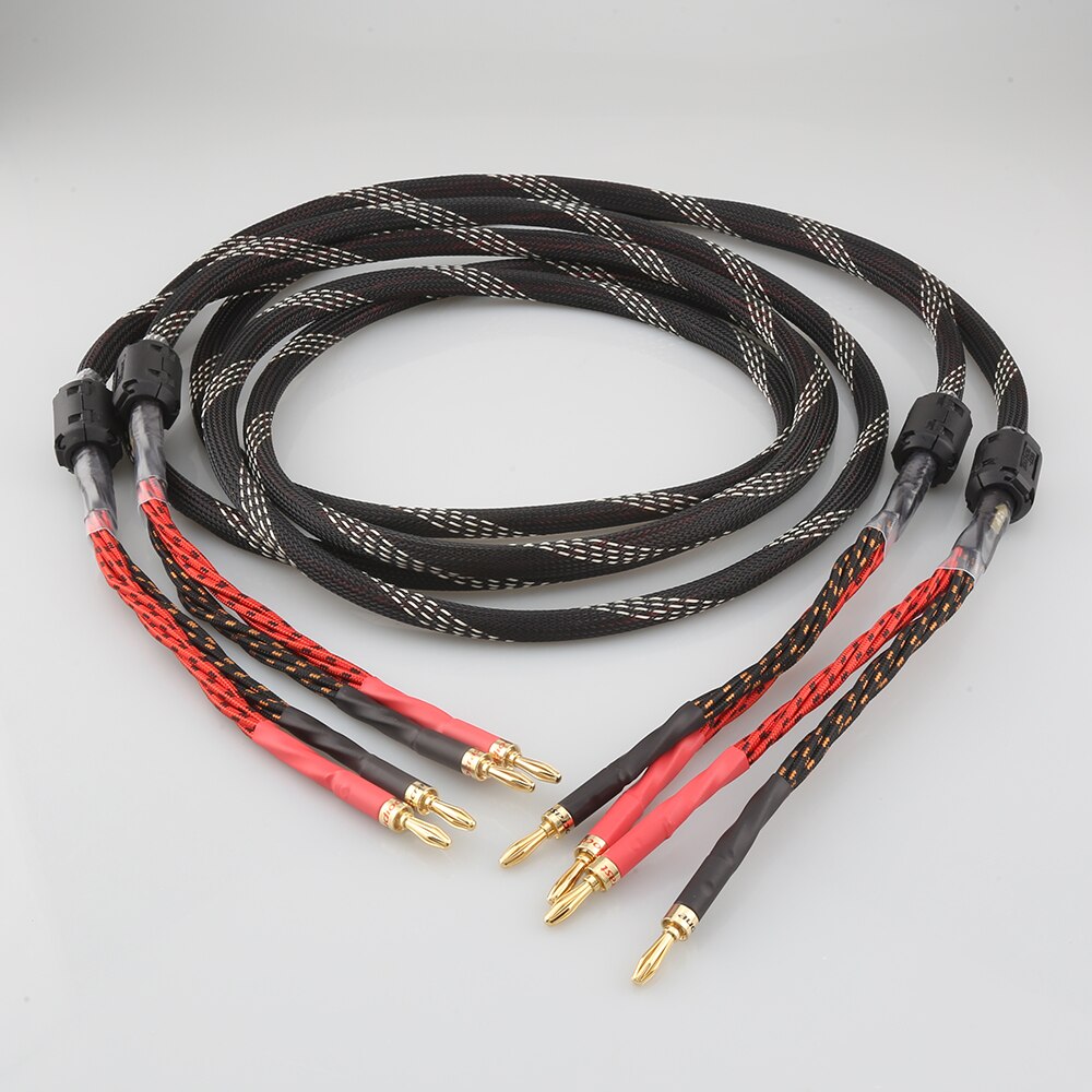 One Pair Audiocrast HIFI speaker cable HI-End amplifier 4N OFC speaker cable with Banana / Spade plug: banana to banana / 3m