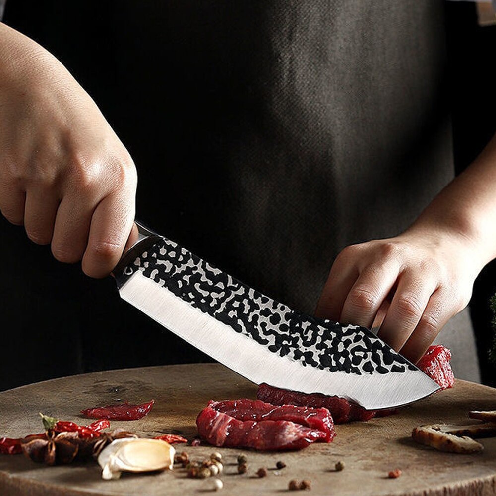 RZD Handmade Forged Kitchen Cooking Knives Set 6 7 INCH Slicing Deboning Meat Knife Filleting Cleaver Butcher Knife Cover Sheath