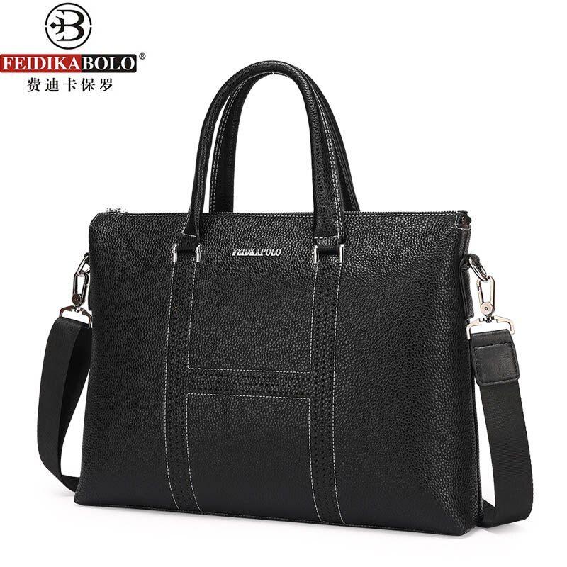 FEIDIKABOLO Simple homme sac à main en cuir souple hommes Messenger sacs sacoche pour ordinateur portable hommes mallette sac homme: Style Two Black