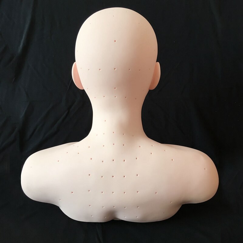 Closed Eyes Mannequin Head With Shoulder Acupoint Acupuncture Massage Makeup Eyelash Extension Practice Model Head
